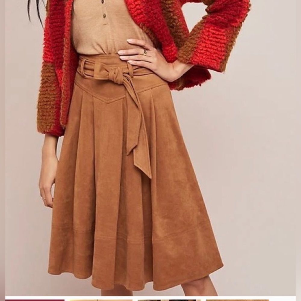 Anthropologie Faux Suede A-Line Skirt
